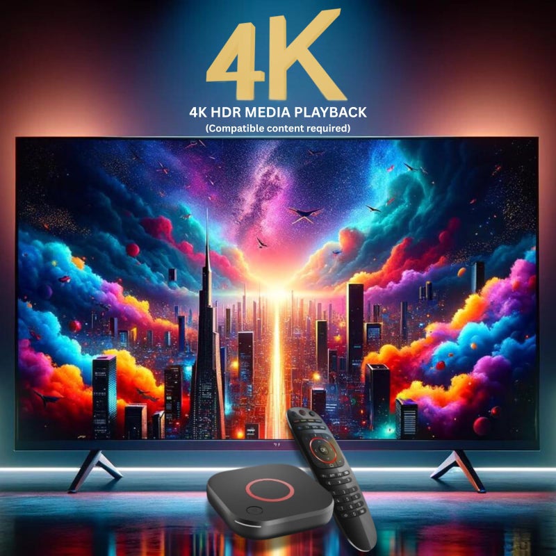 Raxxio MAG544w3 Set-Top Box â€“ 4K HDR Streaming Media Player, 4K HDR Output, Amlogic S905Y4, Linux 4.9, Dual-Band Wi-Fi, HDMI Cable, Remote - Hardware Device Only - Image 3