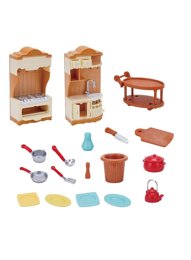 Kitchen Island, Toy Dollhouse Furniture and Accessories Set,Toy Dollhouse Furniture and Accessories Set,Kids Kitchen Playset Wooden Play Kitchen Toddler Kitchen Play Sets Kids Pretend K - Image 2
