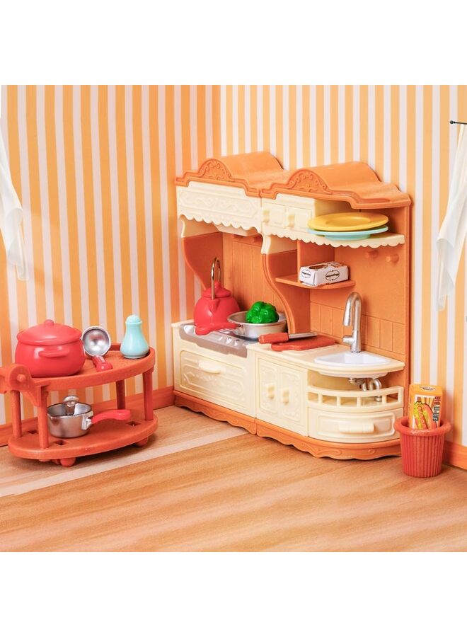 Kitchen Island, Toy Dollhouse Furniture and Accessories Set,Toy Dollhouse Furniture and Accessories Set,Kids Kitchen Playset Wooden Play Kitchen Toddler Kitchen Play Sets Kids Pretend K - Image 3