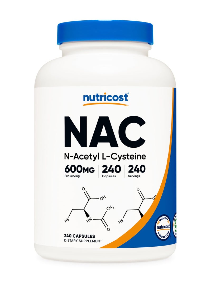 Nutricost - NAC - N-Acetyl L-Cysteine, 600 MG Per Serving | 240 Capsules |240 SERVINGS - Image 1
