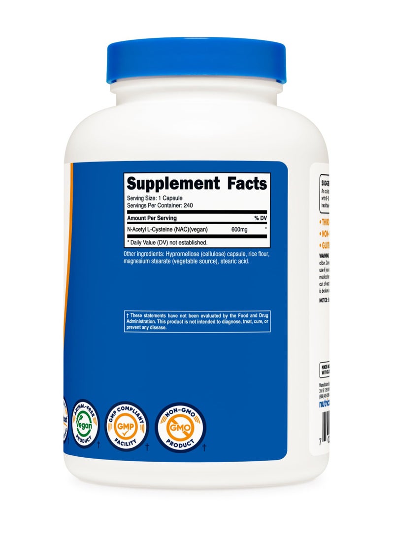 Nutricost - NAC - N-Acetyl L-Cysteine, 600 MG Per Serving | 240 Capsules |240 SERVINGS - Image 1