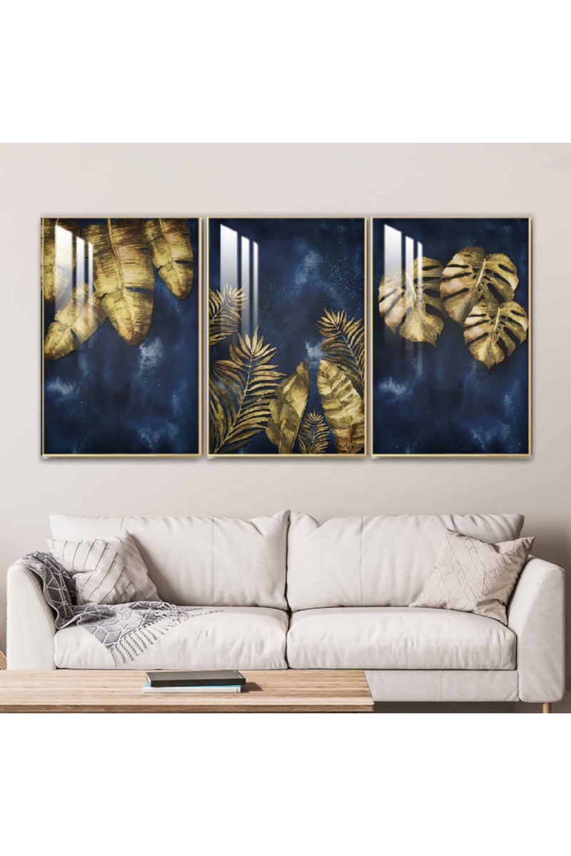 Marktna Three wooden wall painting with a frame and a clear acrylic layer - Image 1
