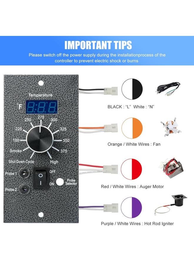Bluejw - Digital Thermostat Kit for Traeger Control Panel Kit Parts Replacement, Upgrade Digital Thermometer Pro Controller Temperature Control Board for Traeger Pellet Grills, with Dual Meat Probes - Image 1