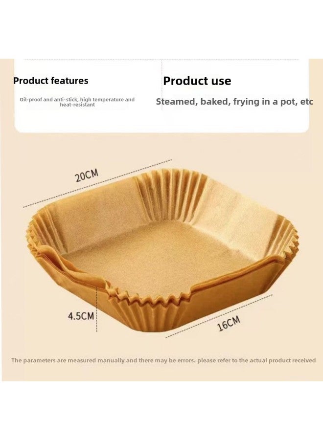 Air Fryer Special Paper Tray Household High Temperature Resistant Oil Absorbing Paper Pad Food Grade Special Paper Round Square Baking Paper-Specification:Square Opp Trumpet  - Image 5