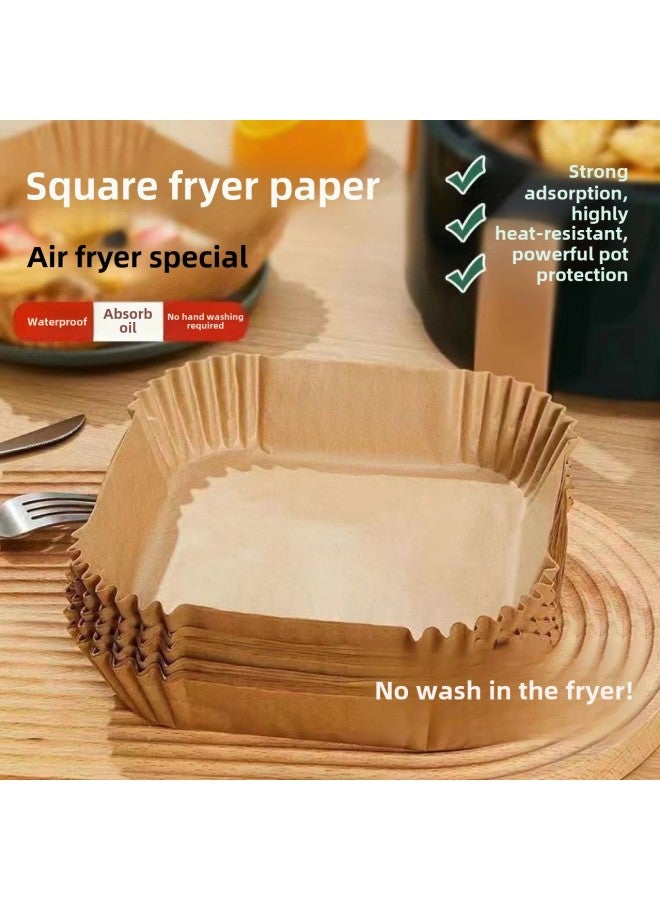 Air Fryer Special Paper Tray Household High Temperature Resistant Oil Absorbing Paper Pad Food Grade Special Paper Round Square Baking Paper-Specification:Square Opp Trumpet  - Image 1