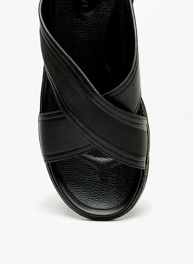 لو كونفورت Mens Cross Strap SlipOn Sandals