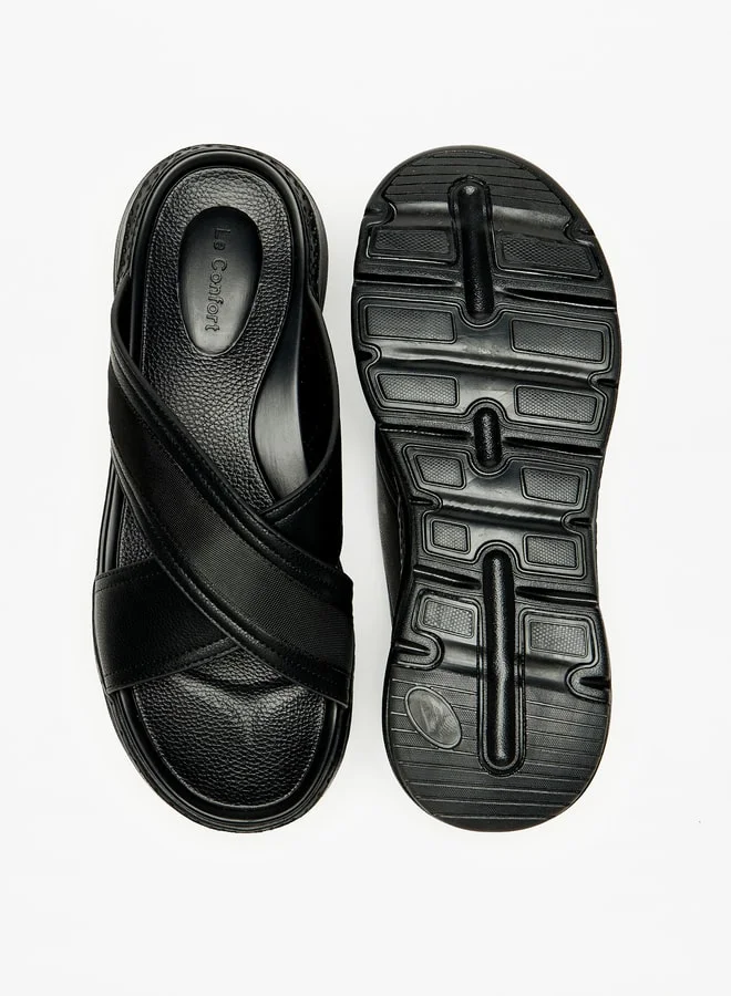 لو كونفورت Mens Cross Strap SlipOn Sandals