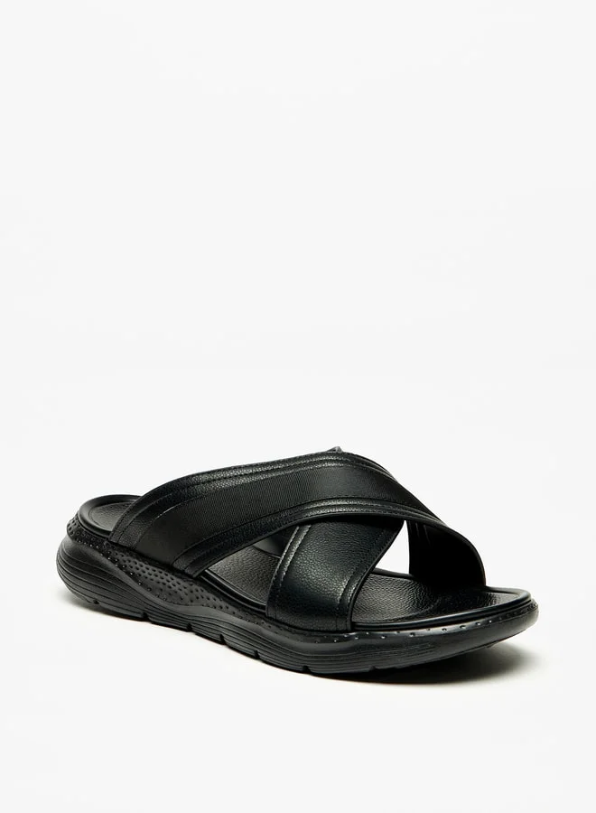 لو كونفورت Mens Cross Strap SlipOn Sandals