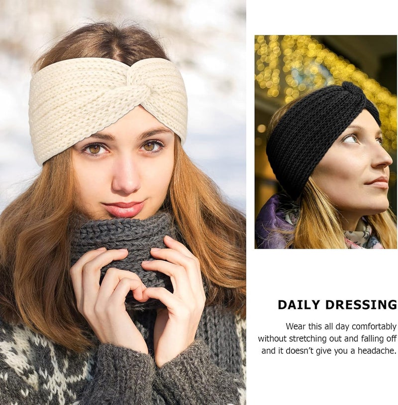 DRESHOW Knit Crochet Headband for Women Ear Warmer Soft Turban Stretch Warmer Headbands Winter Fashion Head Wrap - Image 3