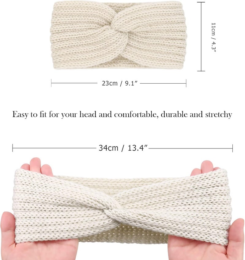 DRESHOW Knit Crochet Headband for Women Ear Warmer Soft Turban Stretch Warmer Headbands Winter Fashion Head Wrap - Image 5