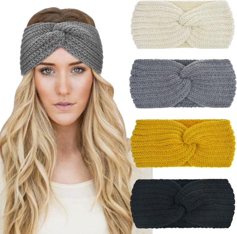 DRESHOW Knit Crochet Headband for Women Ear Warmer Soft Turban Stretch Warmer Headbands Winter Fashion Head Wrap - Image 1