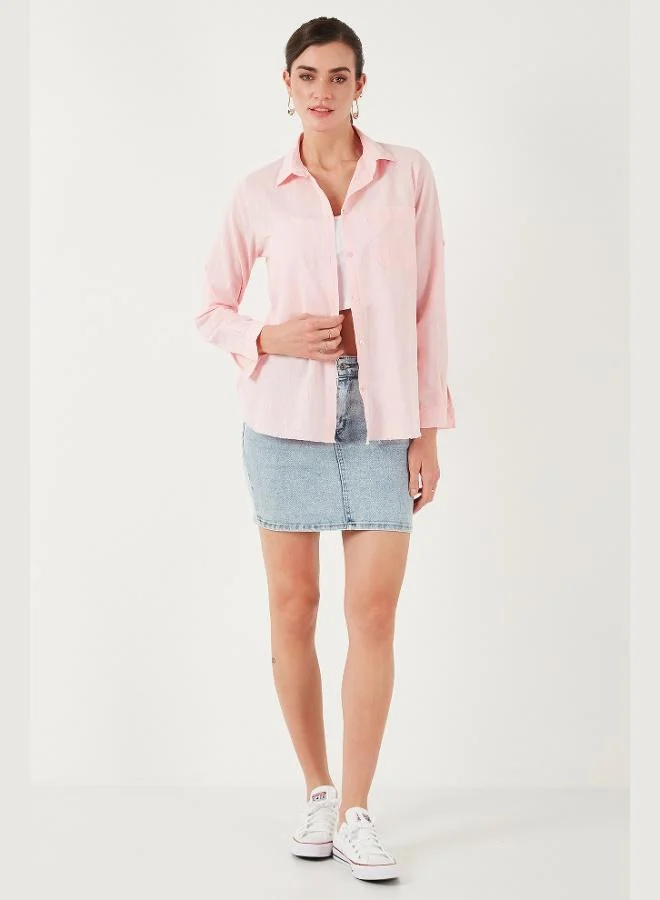 ليلا قميص قطني ليلا بقصة عادية بجيوب للنساء