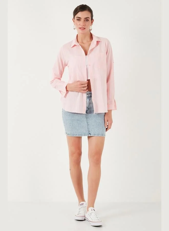 ليلا قميص قطني ليلا بقصة عادية بجيوب للنساء