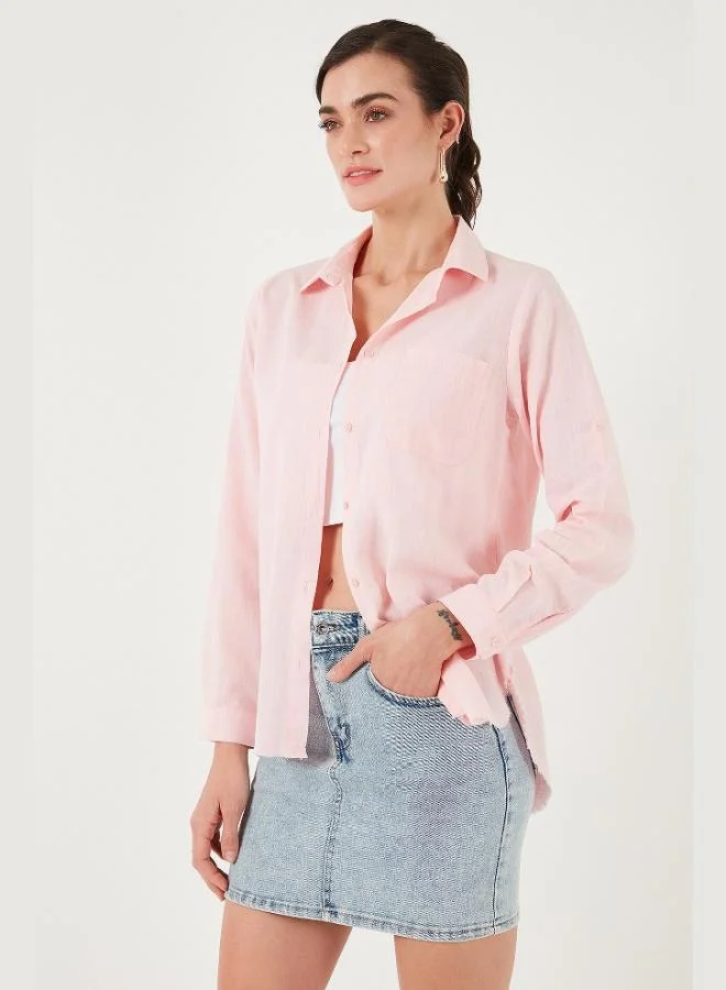 ليلا قميص قطني ليلا بقصة عادية بجيوب للنساء