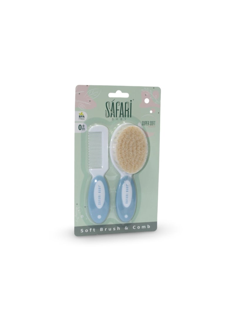 سفاري فرشاة ومشط سفاري بيبي الناعمة - أزرق فاتح - Image 1
