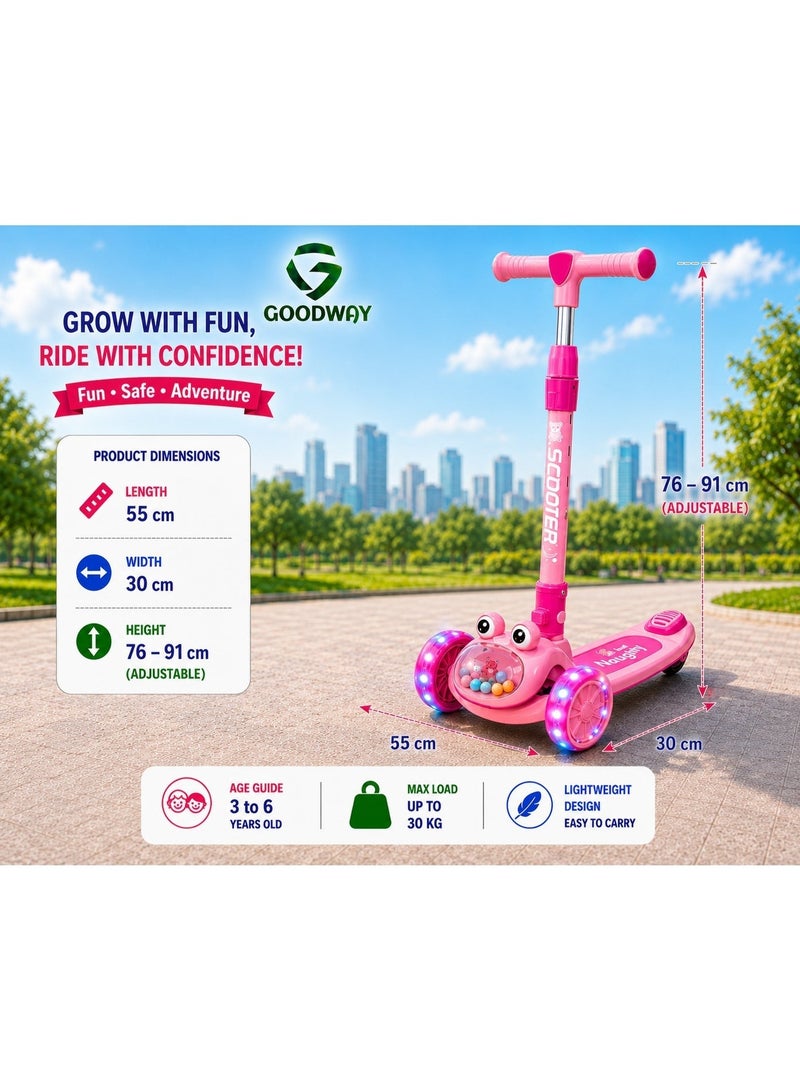 جوود واي Goodway- سكوتر للأطفال مزود بمصابيح LED و4 ارتفاعات قابلة للتعديل - Image 2