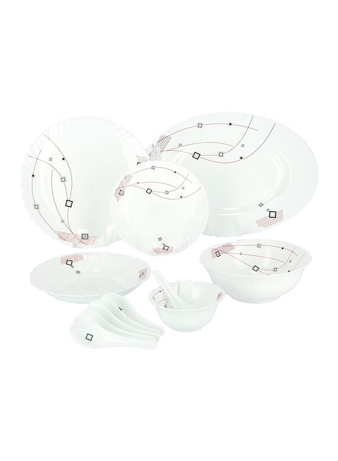 Royalford 33-Piece Opal Ware Floral Dinner Set With 6X27Cm Dinner Plates, 6X19Cm Flat Plates, 1X33Cm Oval Plate, 6X22Cm Deep Soup Plates, 6X13Cm Salad Bowls, 2X20Cm Salad Bowls, 6Xspoons, Serves 6 For Everyday Use, White White - Image 4