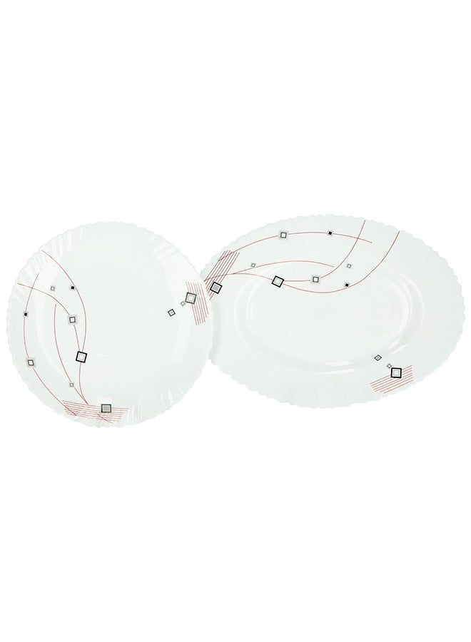 Royalford 33-Piece Opal Ware Floral Dinner Set With 6X27Cm Dinner Plates, 6X19Cm Flat Plates, 1X33Cm Oval Plate, 6X22Cm Deep Soup Plates, 6X13Cm Salad Bowls, 2X20Cm Salad Bowls, 6Xspoons, Serves 6 For Everyday Use, White White - Image 5