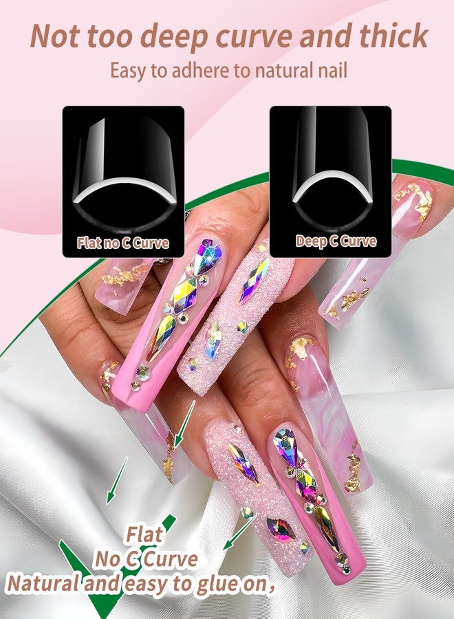 Cycullinyt 504PCS 3XL Square Nail Tips No C Curve, Extra Long Straight Square Half Cover French Acrylic Fake Nail Tips, Professional Clear False Nails Acrylic Gel Tips for Nail Salon DIY 12 Sizes - Image 5