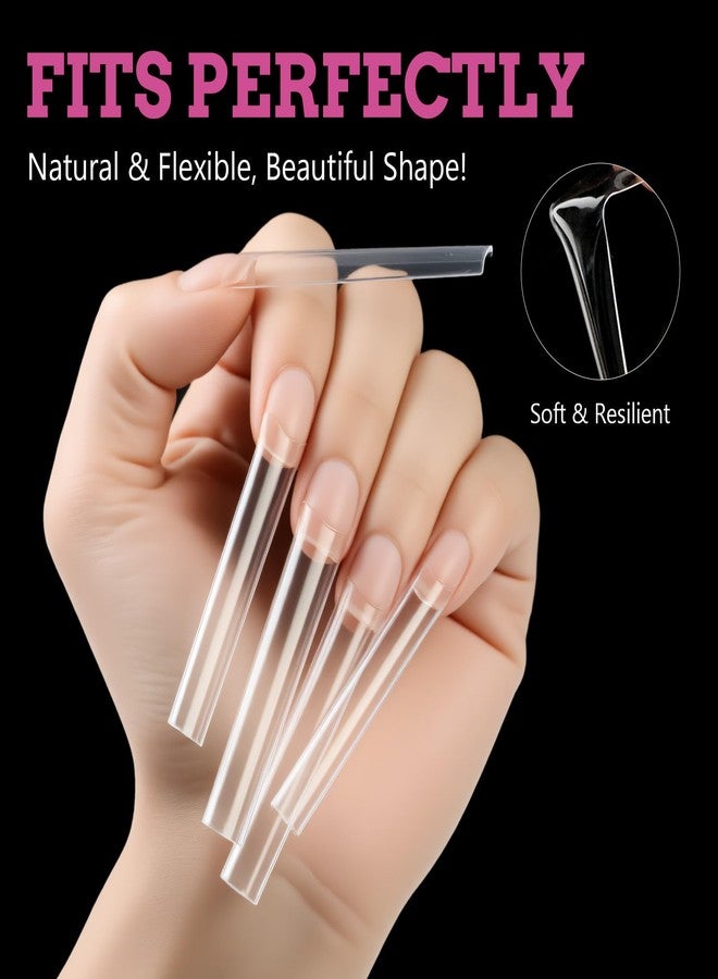 Cycullinyt 504PCS 3XL Square Nail Tips No C Curve, Extra Long Straight Square Half Cover French Acrylic Fake Nail Tips, Professional Clear False Nails Acrylic Gel Tips for Nail Salon DIY 12 Sizes - Image 3