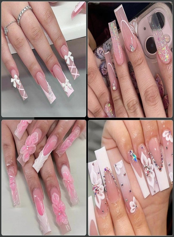 Cycullinyt 504PCS 3XL Square Nail Tips No C Curve, Extra Long Straight Square Half Cover French Acrylic Fake Nail Tips, Professional Clear False Nails Acrylic Gel Tips for Nail Salon DIY 12 Sizes - Image 2