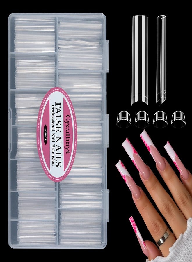 Cycullinyt 504PCS 3XL Square Nail Tips No C Curve, Extra Long Straight Square Half Cover French Acrylic Fake Nail Tips, Professional Clear False Nails Acrylic Gel Tips for Nail Salon DIY 12 Sizes - Image 1