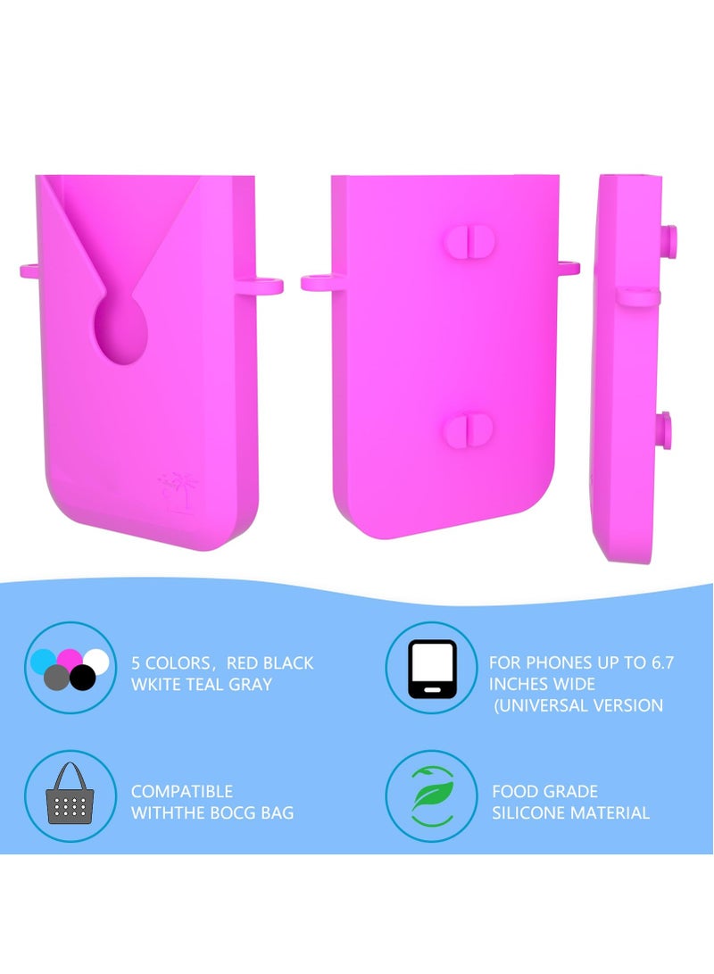 KASTWAVE Soft Rubber Phone Holder Decoration for Beach Tote Bag Rubber Bracket Mobile Phone Holder Ornament Accessories Compatible with Bogg Bags(Black+ Pink) - Image 4