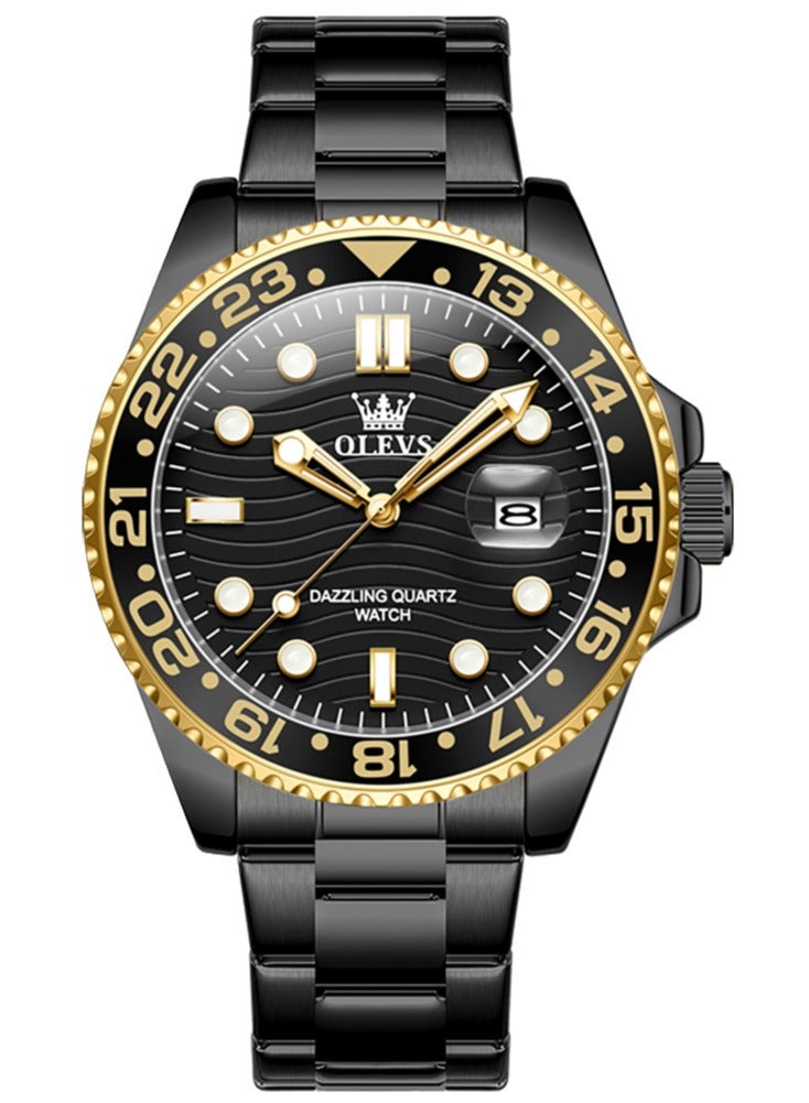 أوليفز ساعة OLEVS كوارتز فاخرة جديدة للرجال بسوار من الفولاذ المقاوم للصدأ وسلسلة غوص وإطار ملون وساعة يد أصلية أنيقة للرجال - Image 2