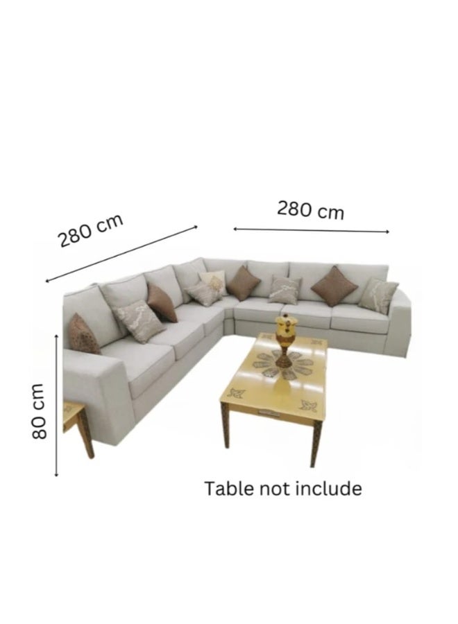 البستان طقم أريكة كاربو مقاوم للماء على شكل حرف L، 7 مقاعد، بيج - Image 2