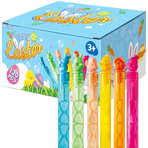 Aviski 120Pcs Easter Day Bubble Wands Mini Bubble Wands for Party Favors Easter Colorful Gift Toys for Girls Boys Kids Toddler Adults Party Bag Stuffers Goodie Bag Filler Classroom Prizes - Image 1