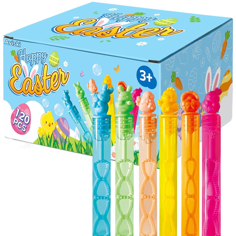 Aviski 120Pcs Easter Day Bubble Wands Mini Bubble Wands for Party Favors Easter Colorful Gift Toys for Girls Boys Kids Toddler Adults Party Bag Stuffers Goodie Bag Filler Classroom Prizes - Image 3