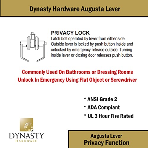 Dynasty Hardware Passage Door Lever Lockset, ADA Compliant, Grade 2 Heavy Duty Non-Locking Handle for Hallway or Closet Use, Satin Chrome Finish, Model AUG-30-26D - Image 4