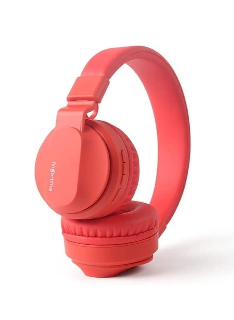 fingertime BOBO-1 Bluetooth Earbuds Bluetooth Headphones Over Ear Wireless Earphones Kids Headphones Soft Earmuffs & Lightweight for Long Time Wearing (Red) - Image 1