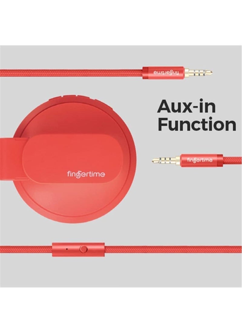 fingertime BOBO-1 Bluetooth Earbuds Bluetooth Headphones Over Ear Wireless Earphones Kids Headphones Soft Earmuffs & Lightweight for Long Time Wearing (Red) - Image 3