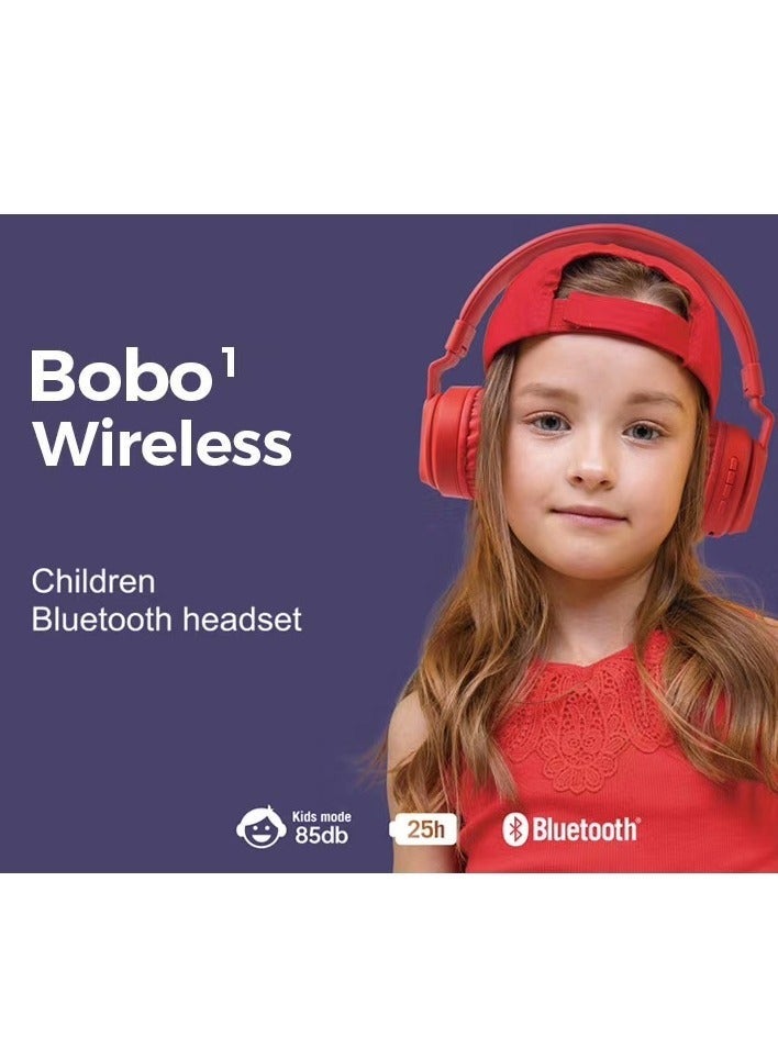 fingertime BOBO-1 Bluetooth Earbuds Bluetooth Headphones Over Ear Wireless Earphones Kids Headphones Soft Earmuffs & Lightweight for Long Time Wearing (Red) - Image 2