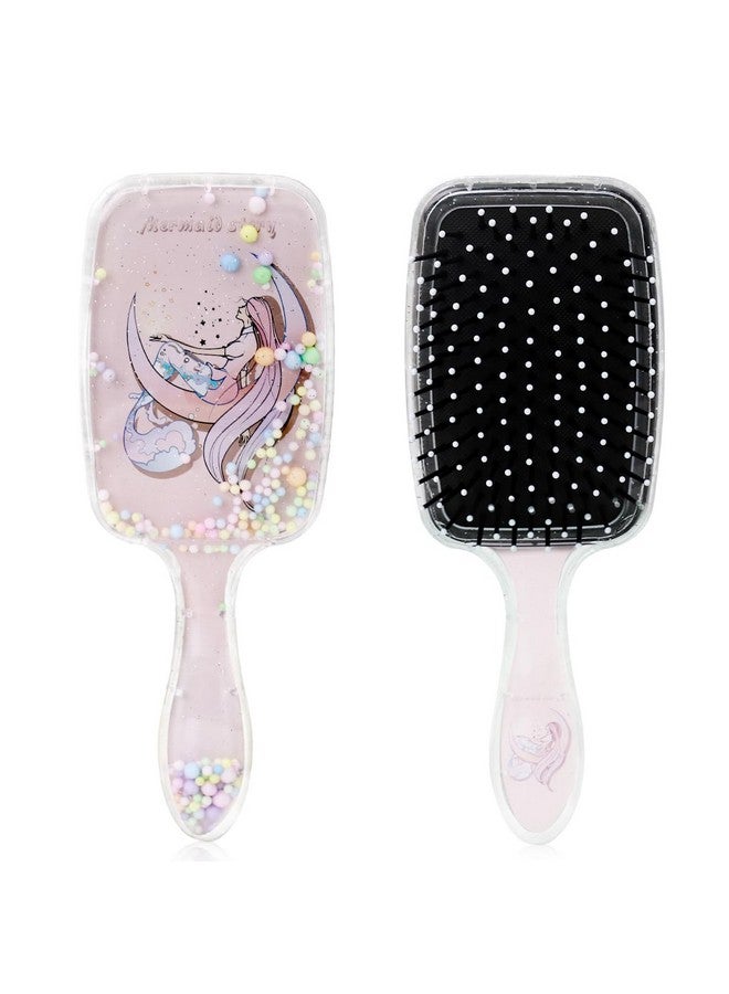 PALAY Hair Brush For Kids And Women Cute Mermaid Paddle Hair Brush Hair Styling Comb For Kids Girls Large Detangler Hair Brush With Air Cushion And Soft Bristle - Pink - Image 1