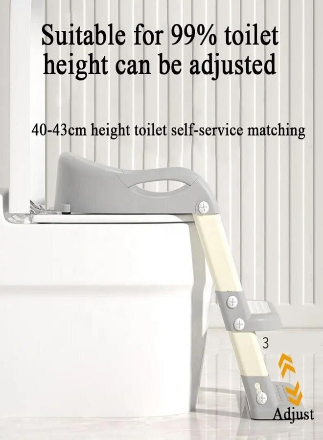 Potty Training Seat with Ladder, Foldable Ladder Potty for Kids, Splash Guard, Comfortable Non-Slip Base (Gray)  - Image 5
