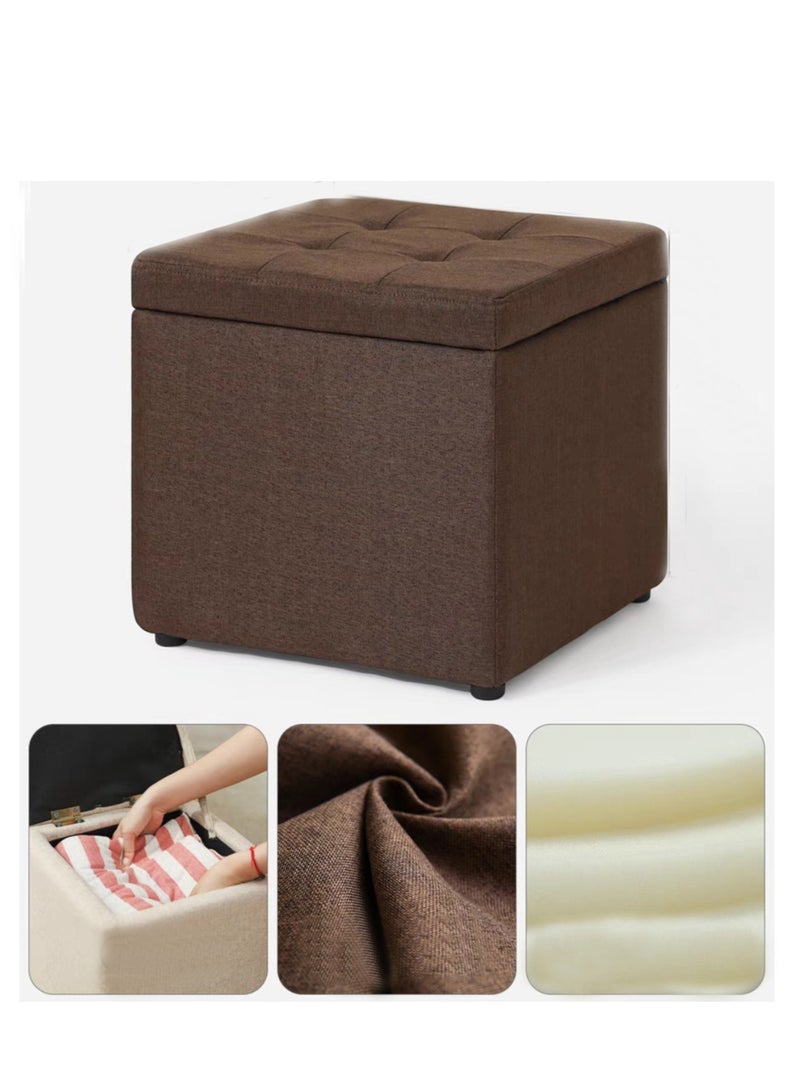 FFD Ottoman Storage Footrest Stool Multifunctional Storage Box Bench, Ottoman Chair, Shoe Change Bench, Storage Cube, Square Chest Ottoman for Home Living Room - Image 3