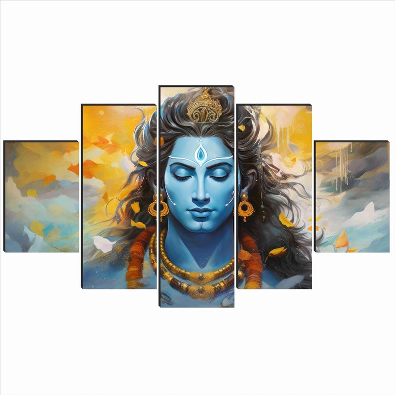 SAF Shiva Paintings For Wall Decoration - Set Of Five, 3D Modern Art Painting For Living Room Large Size With Frames For Home Decoration, Hotel, Office 76.2 Cm X 45 Cm Sanfpnls35477, Engineered Wood - Image 2