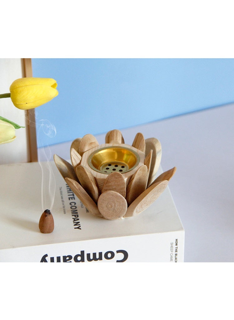 Simple Modern Golden Metal Ceramic Combination Incense Burner - Image 3