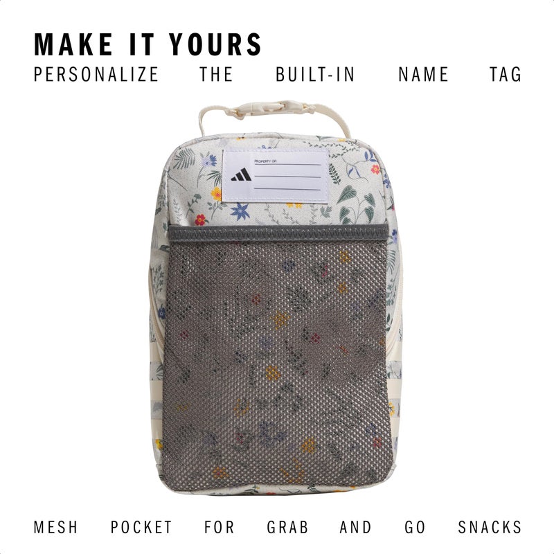 adidas Santiago Lunch Bag Cooler for Women and Men, Insulated Food Container Box with Mesh Pocket, Meadow Floral Wonder White/Wonder White/3.0, One Size - Image 4