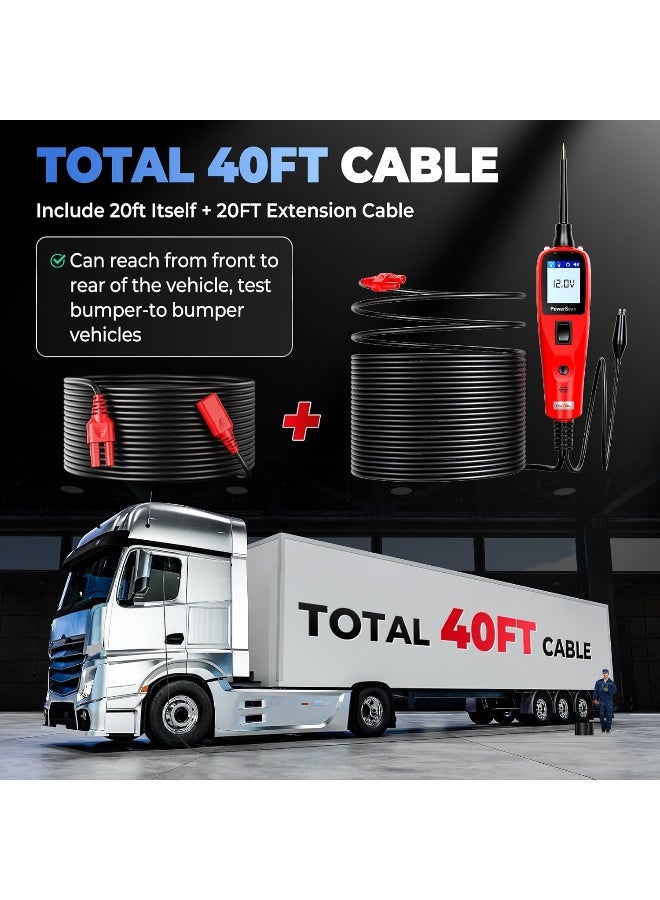 Autel Autel PowerScan PS100 Automotive Power Probe Circuit Tester, Universal 12V 24V Automotive Power Circuit Probe Kit with 20ft Extension Cable, AC/DC/Continuity/Probe/Signal Test, Activate Component Electrical System Tool  - Image 4