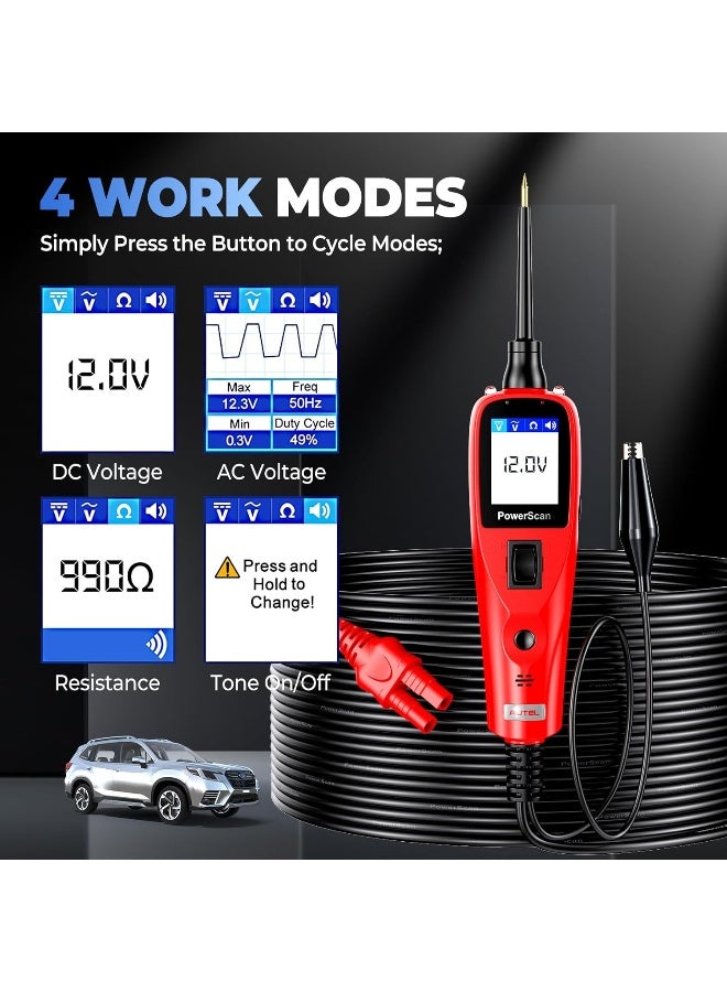 Autel Autel PowerScan PS100 Automotive Power Probe Circuit Tester, Universal 12V 24V Automotive Power Circuit Probe Kit with 20ft Extension Cable, AC/DC/Continuity/Probe/Signal Test, Activate Component Electrical System Tool  - Image 3