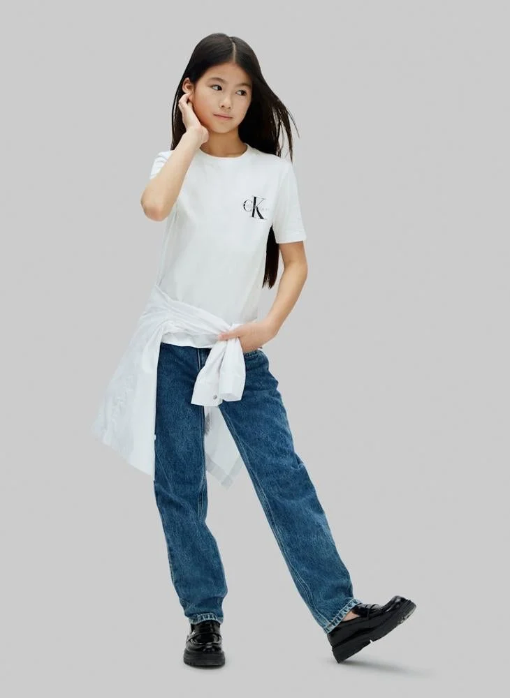 Calvin Klein Jeans WHITE 11-0601 TCX Monogram Logo Crew Neck T‑Shirt for Men | Best Price UAE