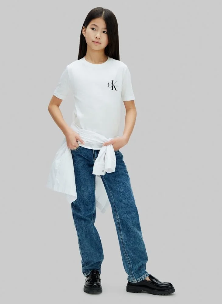 Calvin Klein Jeans WHITE 11-0601 TCX Monogram Logo Crew Neck T‑Shirt for Men | Best Price UAE