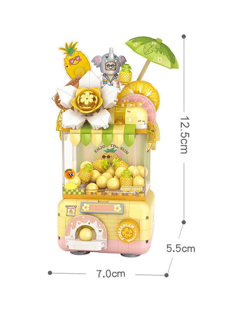 Mini Pineapple Gashapon Machine Toy Model Set Building Blocks Creative Diy Simulation Collection Building Assembly Children'S Toys
