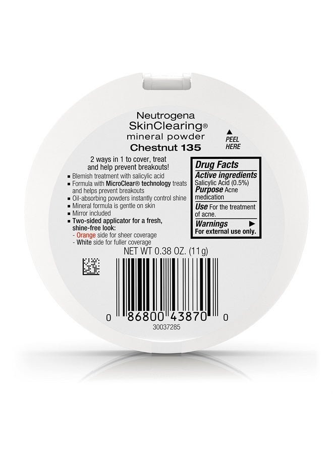 Neutrogena SkinClearing Mineral Acne-Concealing Pressed Powder Compact, Shine-Free & Oil-Absorbing Makeup with Salicylic Acid to Cover, Treat, & Prevent Breakouts, Chestnut 135.38 oz - Image 3