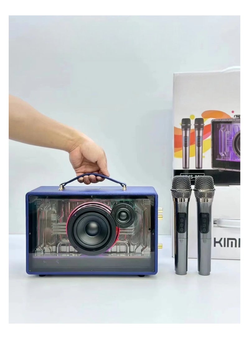 Bluetooth Karaoke Machine for Adults & Kids with Two Wireless Microphones, Portable Speaker with LED Party Lights, Rechargeable Battery, Compatible with Bluetooth Devices, Perfect for Parties & Events - Image 3