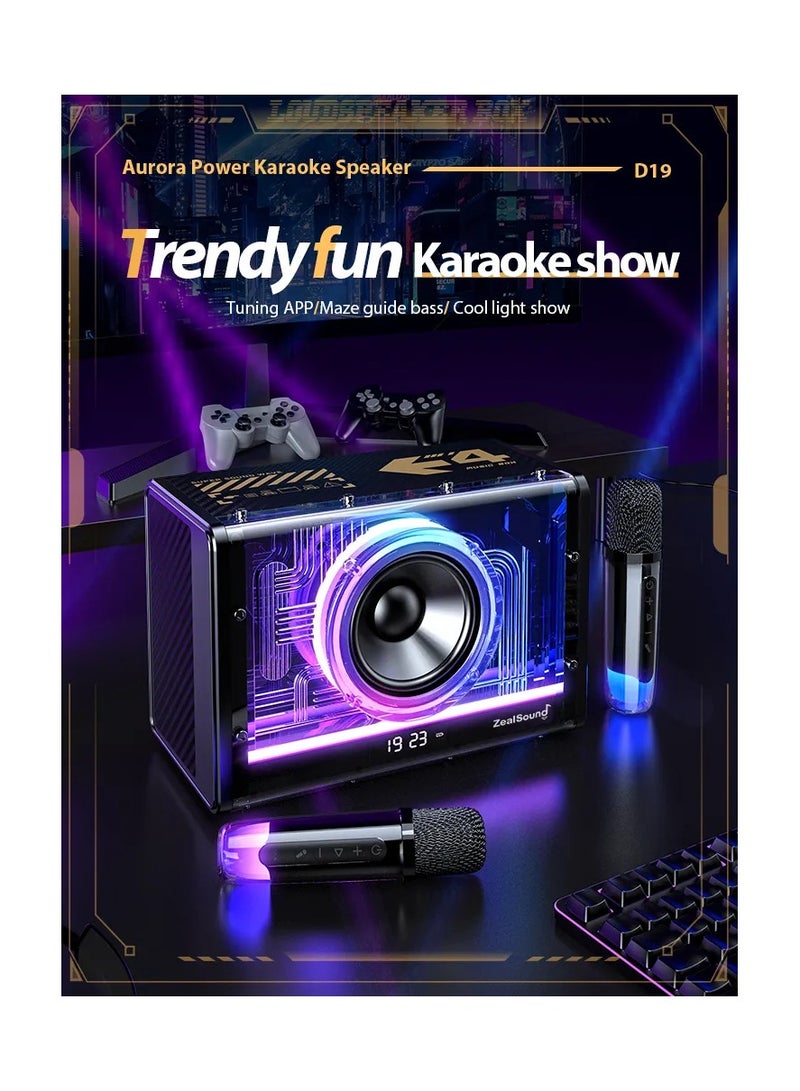 Bluetooth Karaoke Machine for Adults & Kids with Two Wireless Microphones, Portable Speaker with LED Party Lights, Rechargeable Battery, Compatible with Bluetooth Devices, Perfect for Parties & Events - Image 5