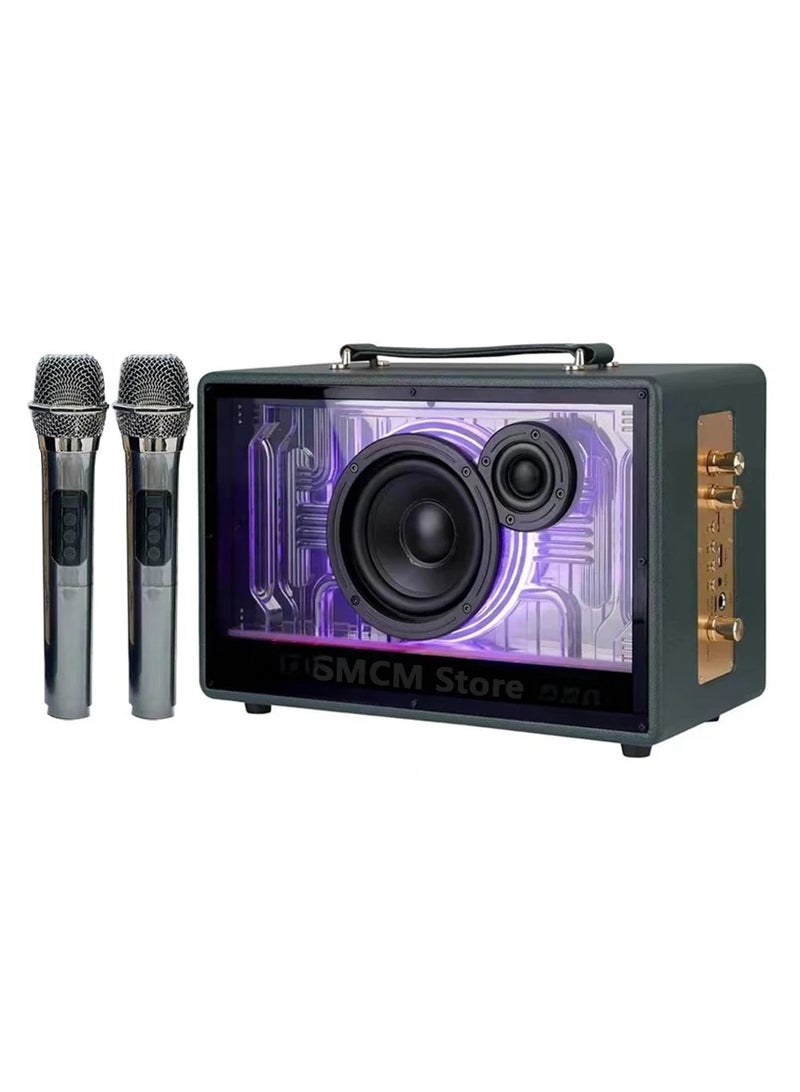 Bluetooth Karaoke Machine for Adults & Kids with Two Wireless Microphones, Portable Speaker with LED Party Lights, Rechargeable Battery, Compatible with Bluetooth Devices, Perfect for Parties & Events - Image 2